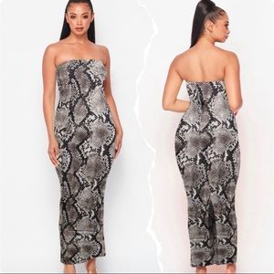 Snake Print Tube Dress